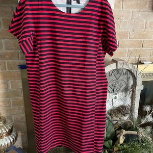 JCrew Red and Black Striped Dress, size XL